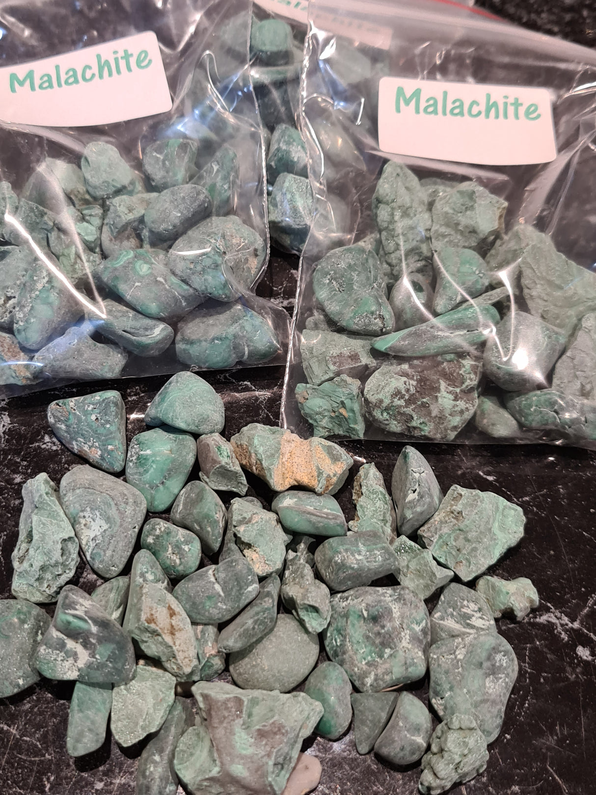Malachite Partly Tumbled Gems 100gm