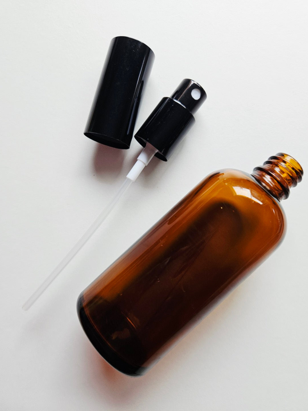 100ml Amber Glass Bottle with Spray Mister/ Black Cap