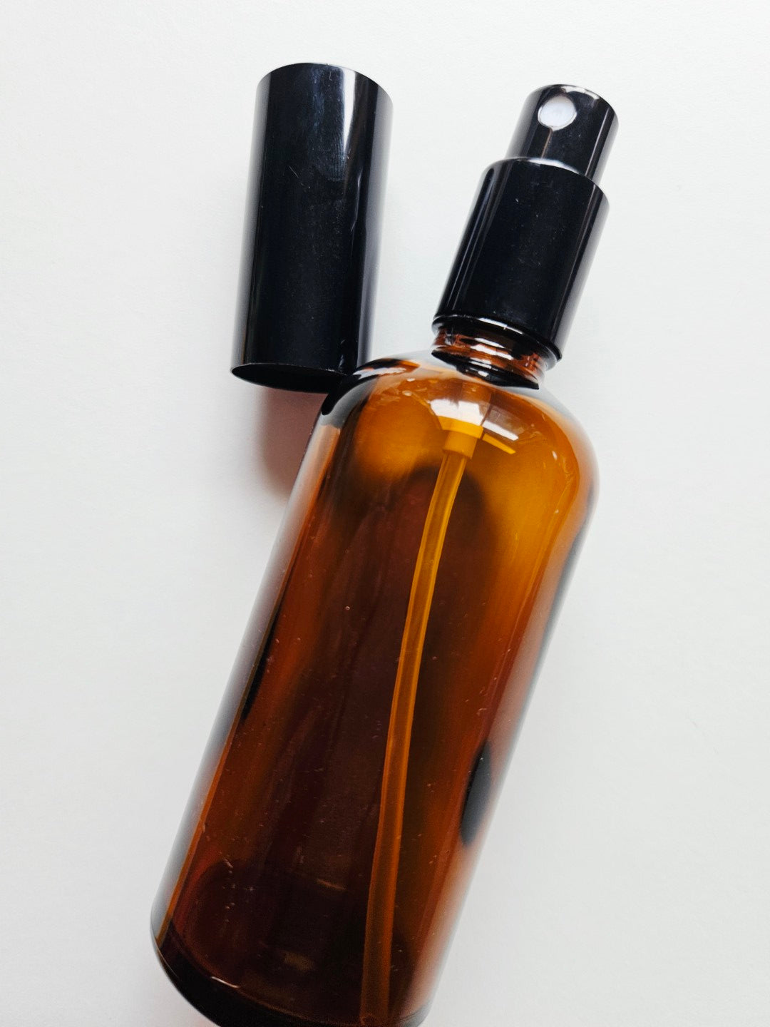 100ml Amber Glass Bottle with Spray Mister/ Black Cap