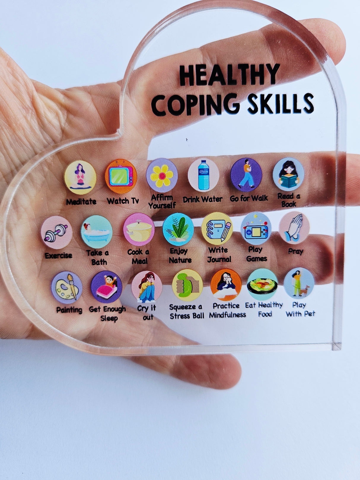 Healthy Coping Skills Acryllic Heart Plaque Positive Mental Health Wellbeing