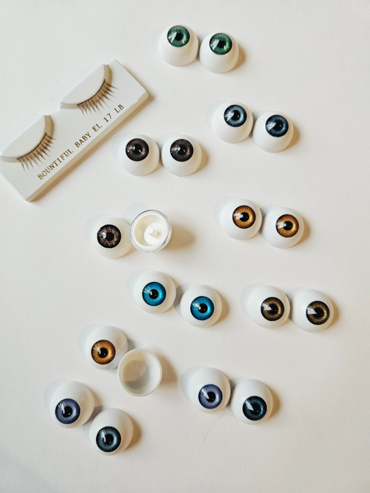 Reborn Doll Glass/Acrylic Eye Lot Multiple Colours + Bountiful Baby Lashes 10 Pr
