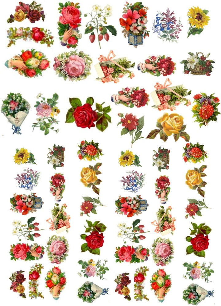 Pre Printed Water Slide Decal/ Dissolving/Tattoo Paper Antique Floral