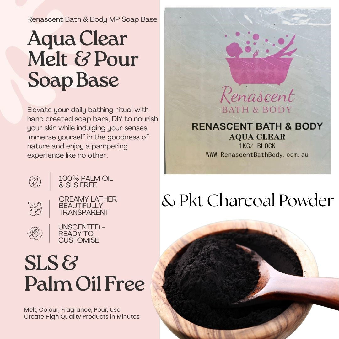 Activated Charcoal Aqua Clear MP Soap Base Palm Free