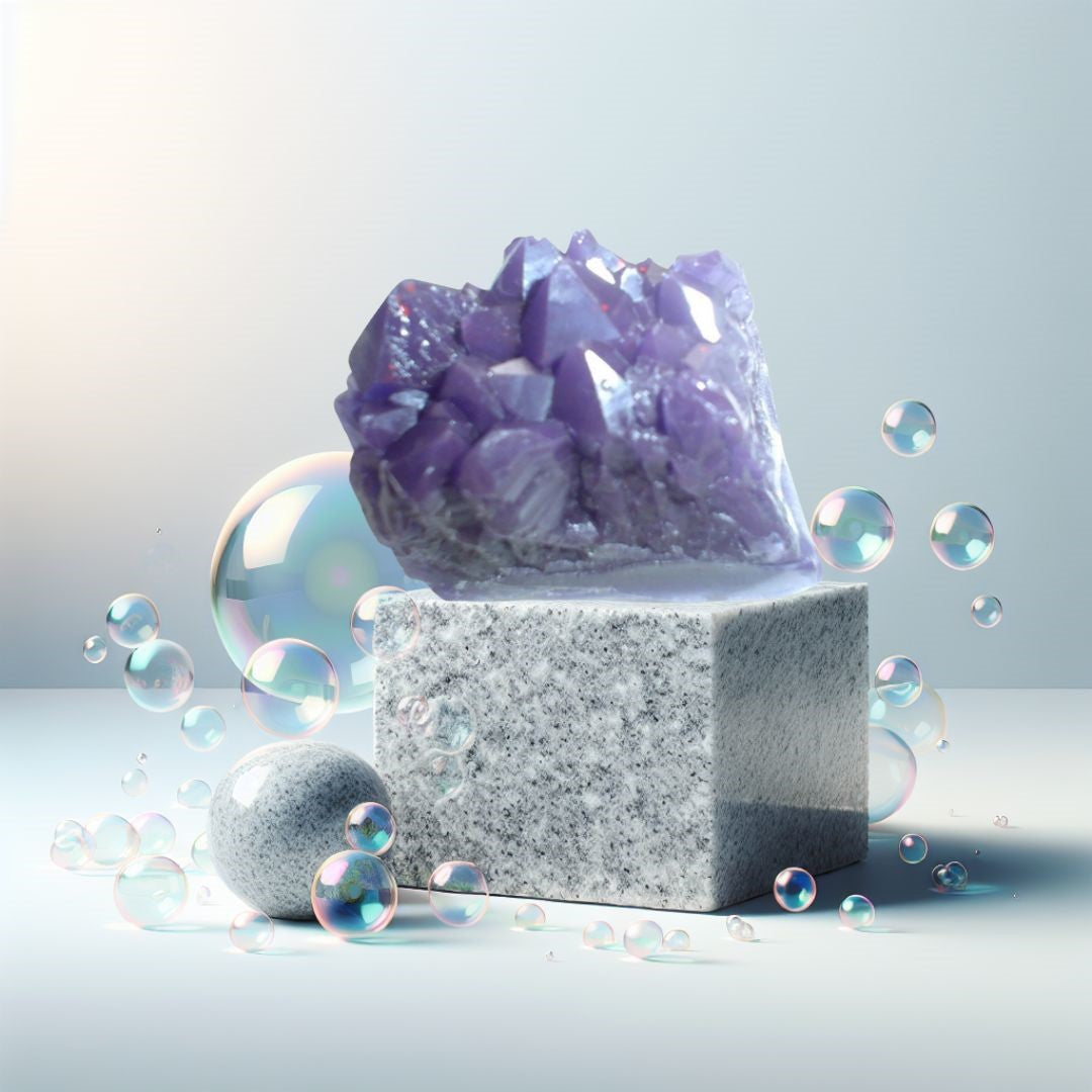 Amethyst Cluster Gem Specimen Soap Bar (WS available) Gift Boxed + Stand