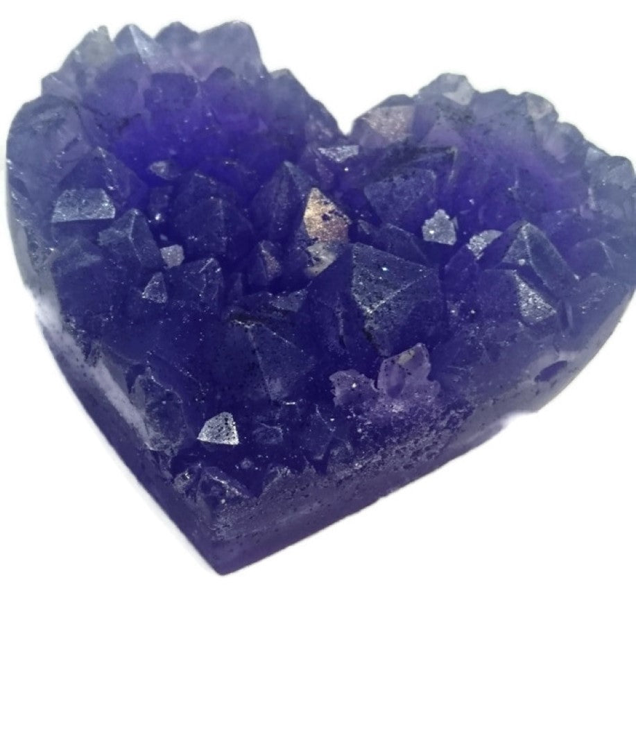 Amethyst Heart Gem Specimen Soap Bar Large Size bar (WS available) Gift Boxed + Stand