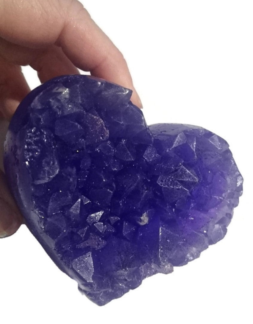 Amethyst Heart Gem Specimen Soap Bar Large Size bar (WS available) Gift Boxed + Stand