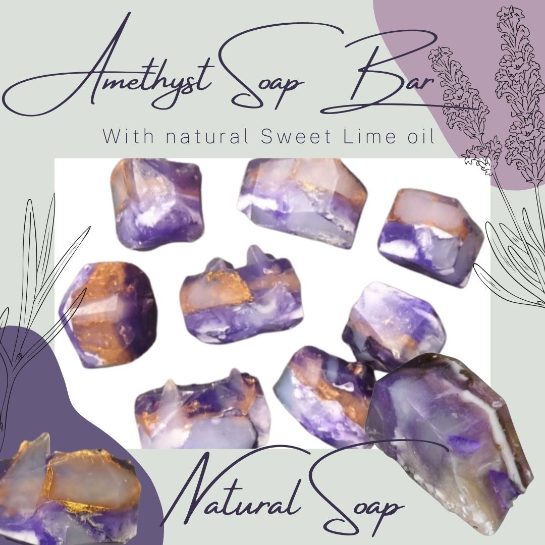 Amethyst Specimen Soap Bar Large Size (WS available) Gift Boxed + Stand