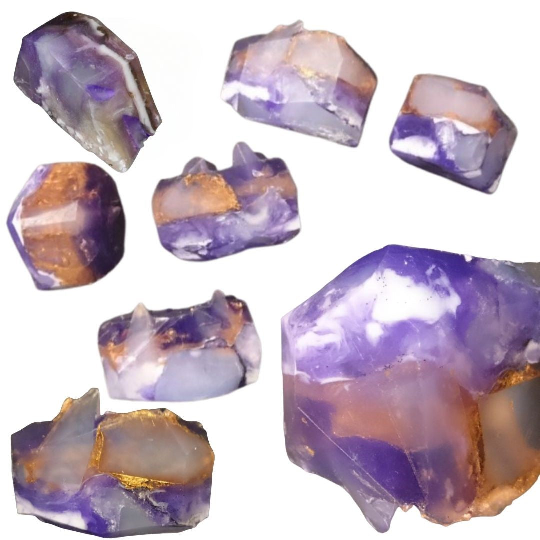 Amethyst Specimen Soap Bar Large Size (WS available) Gift Boxed + Stand
