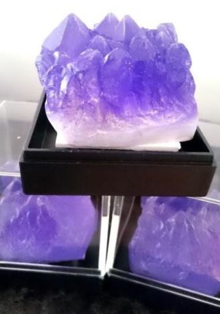 Amethyst Cluster Gem Specimen Soap Bar (WS available) Gift Boxed + Stand