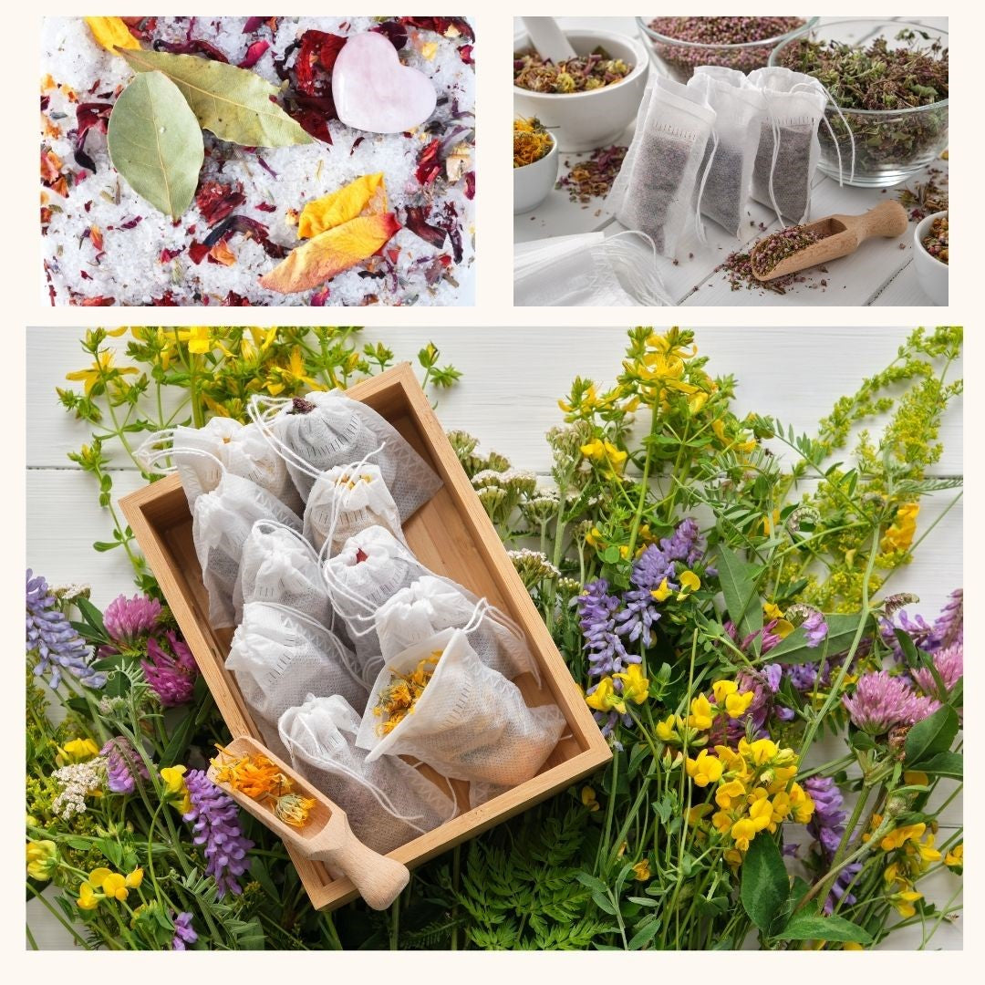 Bath Bags RELAX Tea Herbal Botanicals Flowers: Set of 3-10