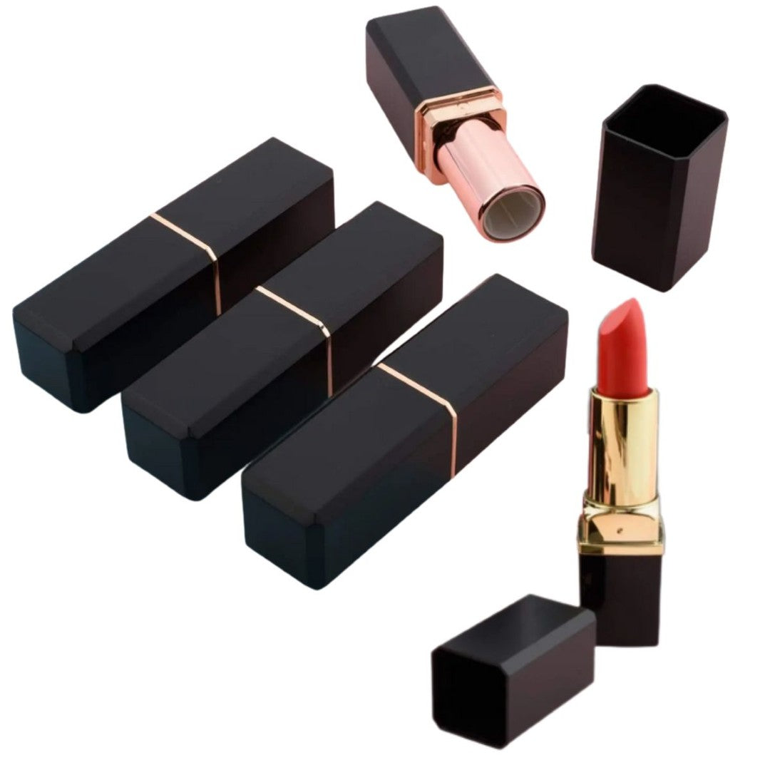 Luxury Black Rose Gold Twist Up Lipstick Tubes - Easy Fill, Empty