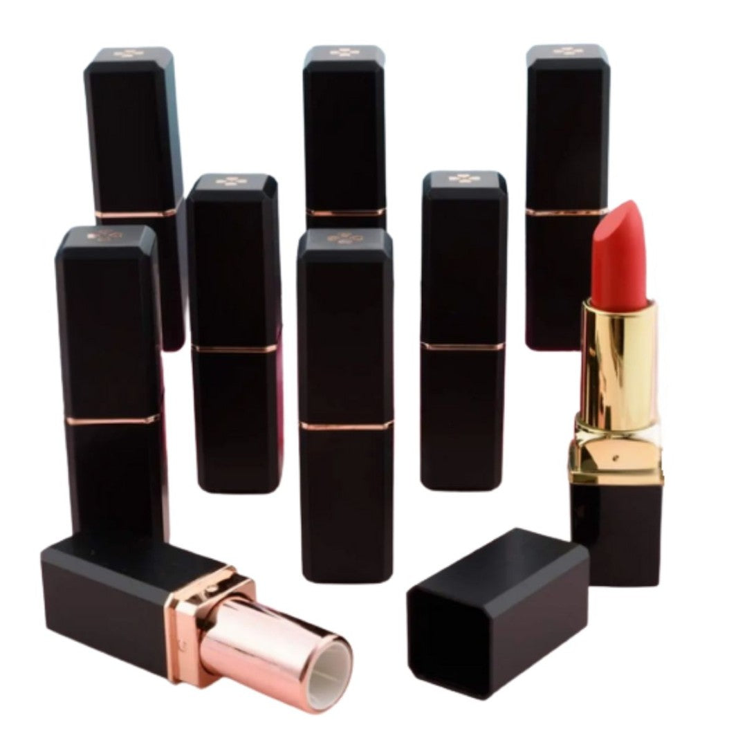 Luxury Black Rose Gold Twist Up Lipstick Tubes - Easy Fill, Empty