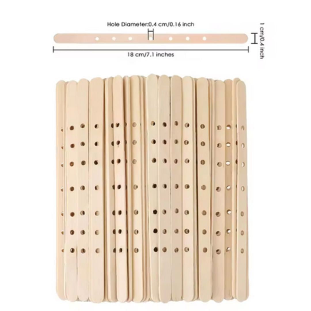 Wooden Candle Making Sticks with Holes
