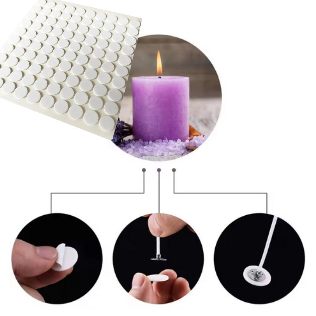 Candle Wick Stickers Self Adhesive, Double Sided, 10mm White