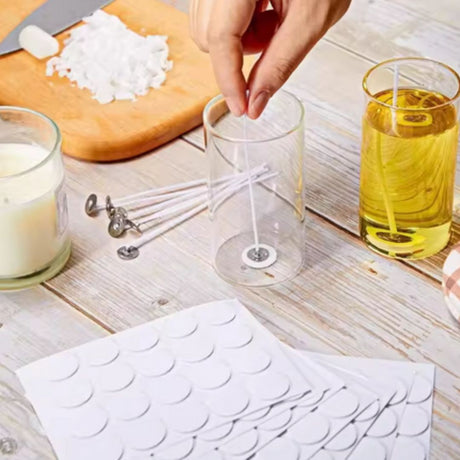 Candle Wick Stickers Self Adhesive, Double Sided, 10mm White