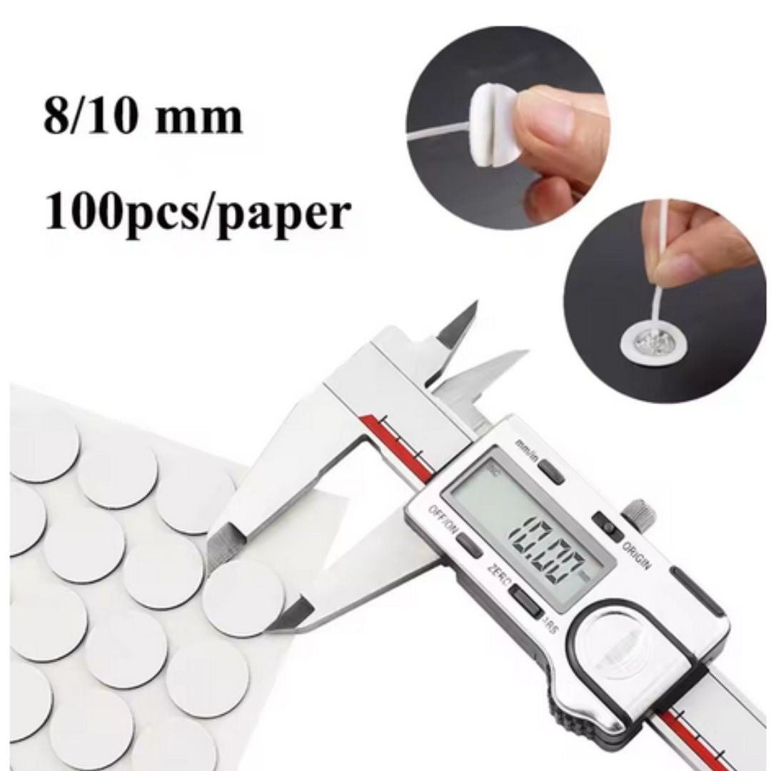 Candle Wick Stickers Self Adhesive, Double Sided, 10mm White