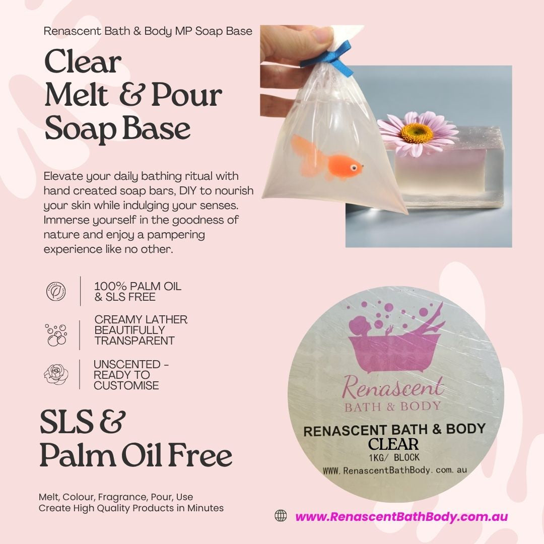 Premium CLEAR MP Melt & Pour Soap Base (SLS / Palm / Stearic Acid Free)*NEW Formula*