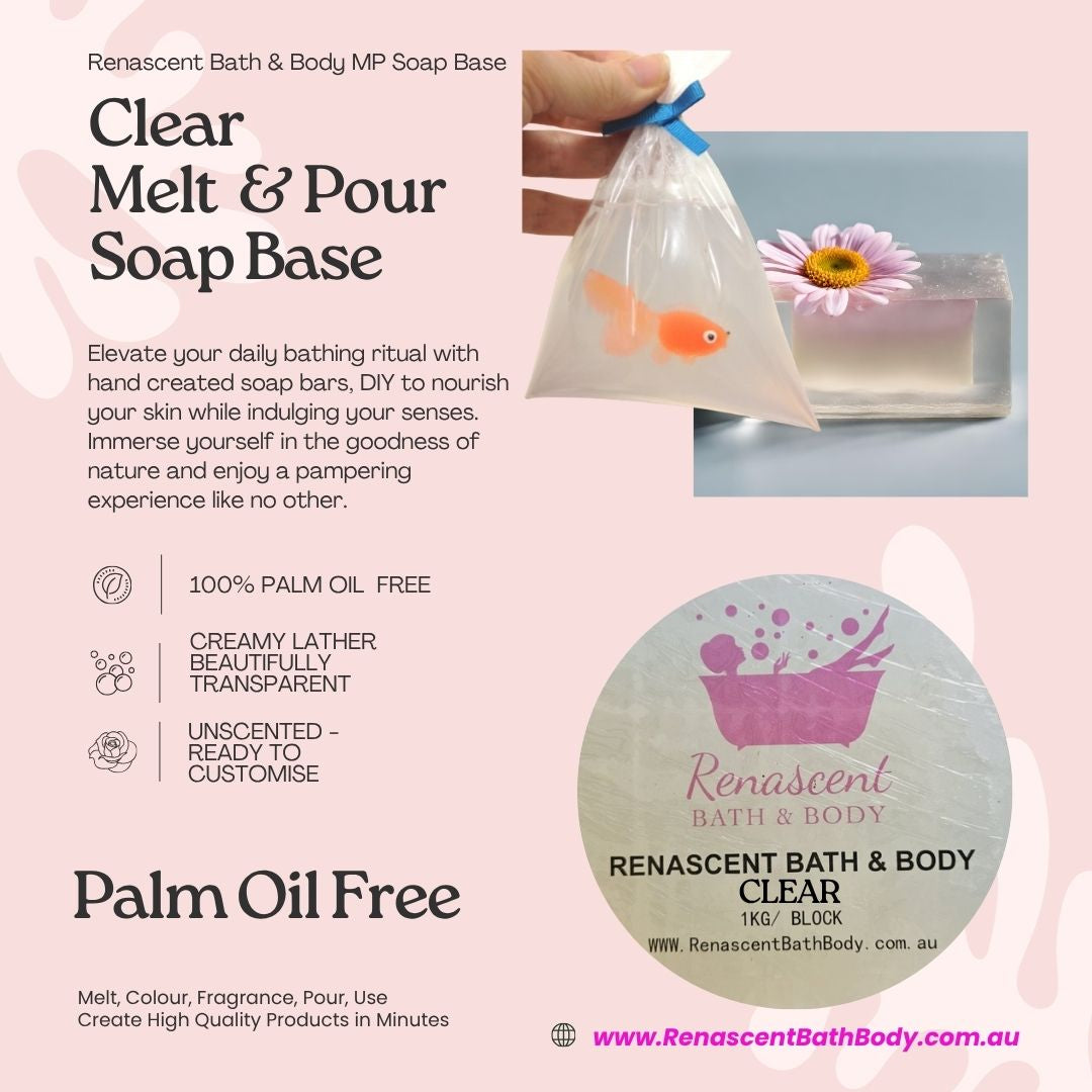 Premium CLEAR MP Melt & Pour Soap Base (SLS / Palm / Stearic Acid Free)*NEW Formula*