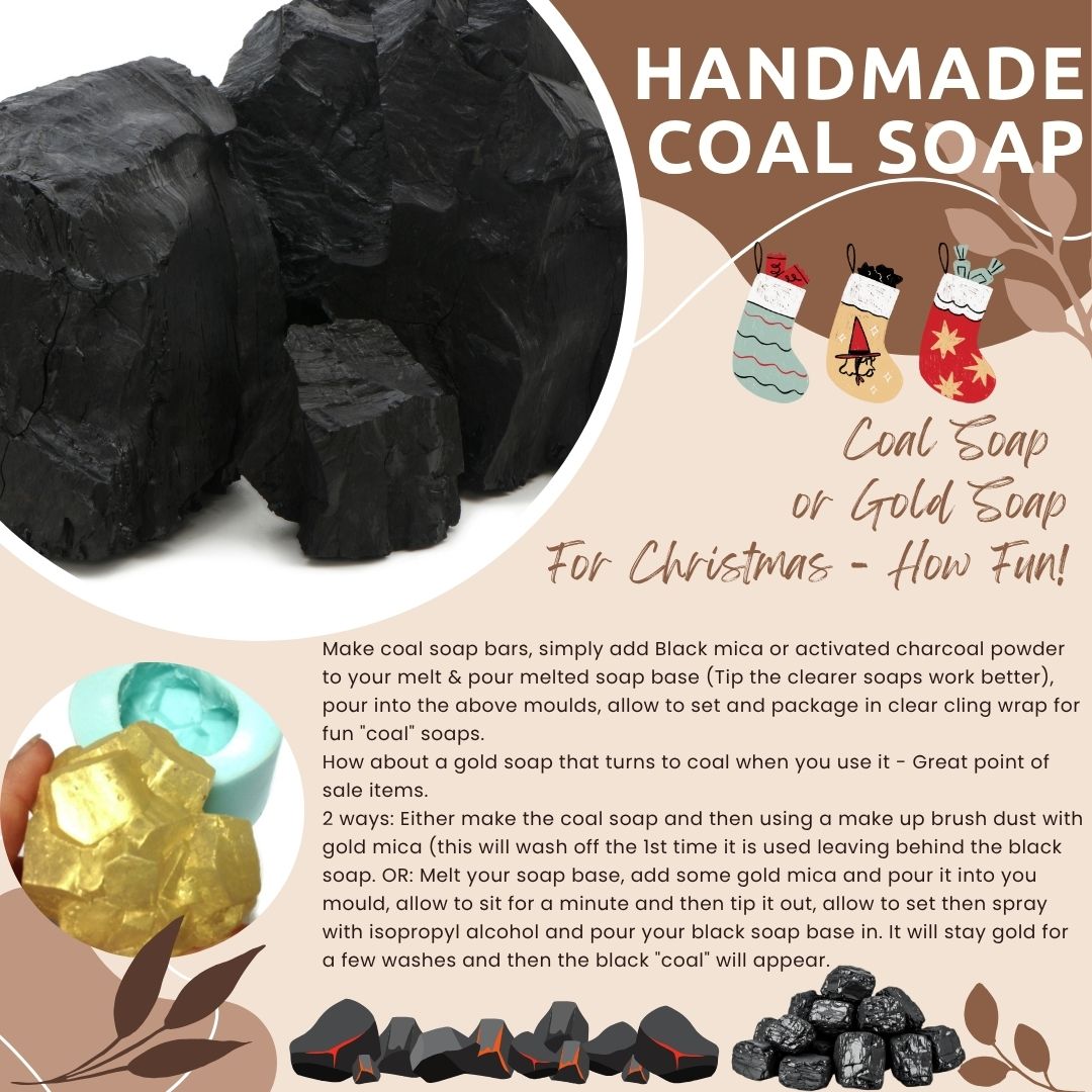 Coal Gold Melt & Pour Soap Kit - MP Soap Base, Mould, Fragrance, Charcoal, Mica
