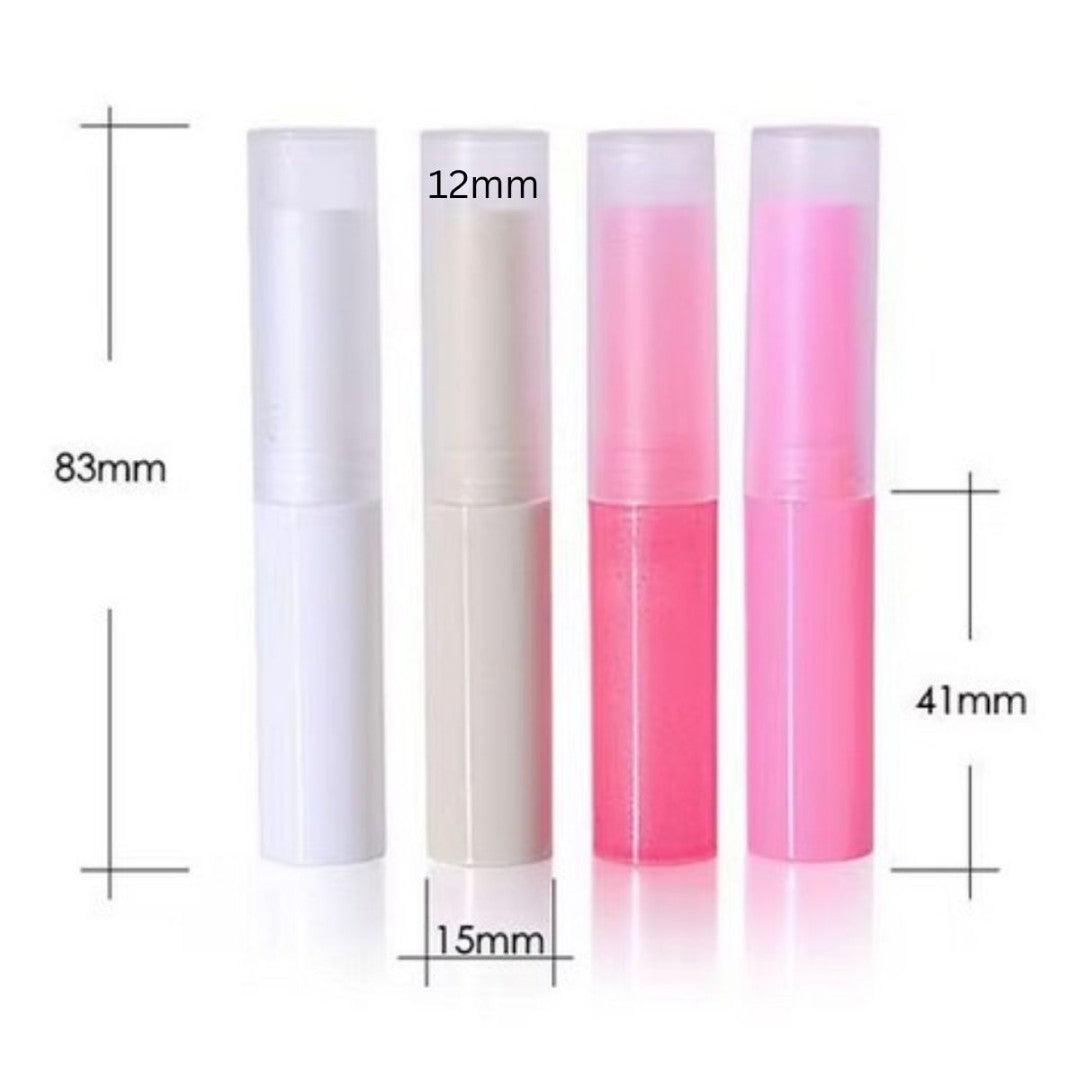 Multicoloured Twist up Lip stick / balm tubes -Narrow Elegant Clear Lids - You choose Colour