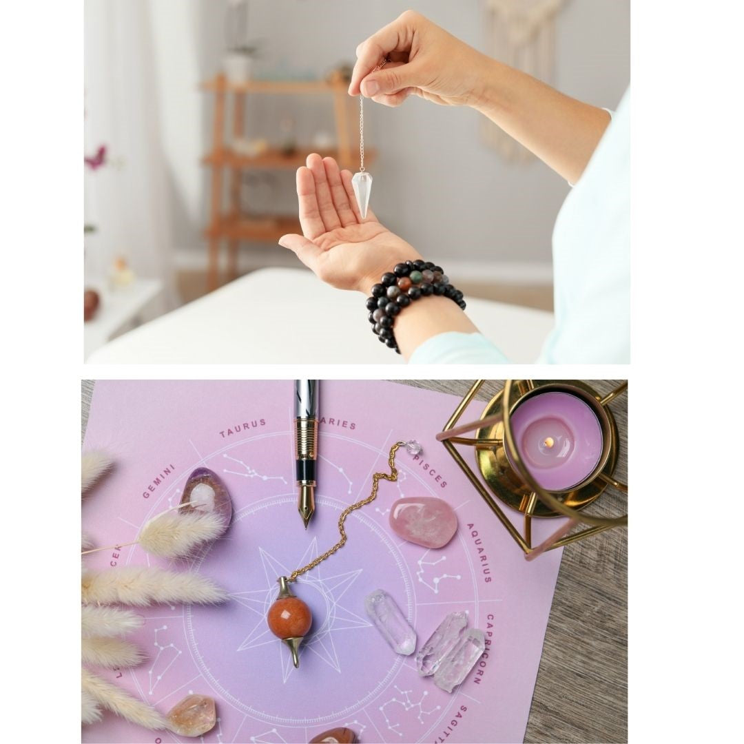 Gemstone Pendulum Genuine Natural Copper/Silver Chains Many Varieties