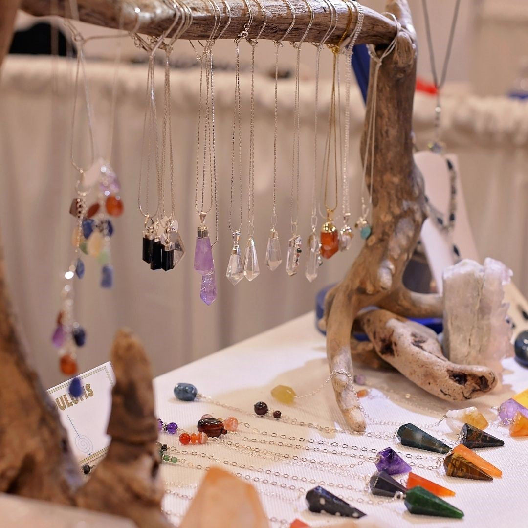 Gemstone Pendulum Genuine Natural Copper/Silver Chains Many Varieties