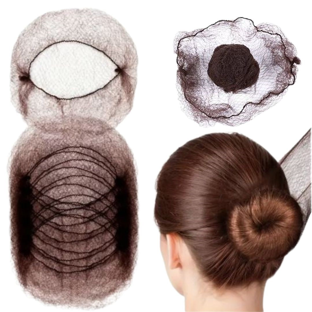 Fine Brown Hair Nets x 50
