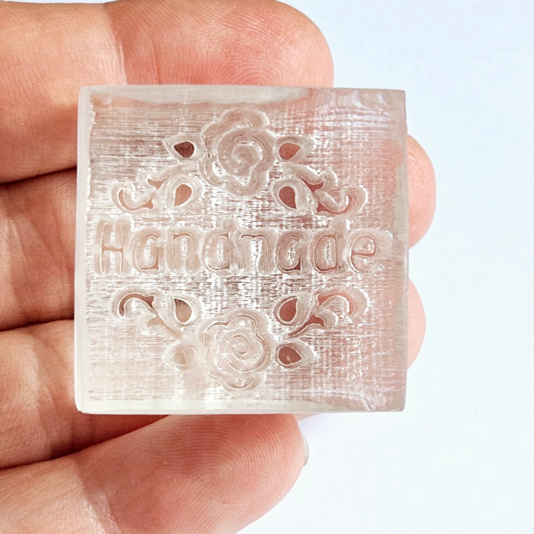 Handmade Roses Soap Stamp Rose Twirl Leaf Flourish