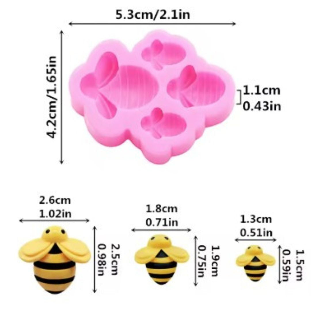HoneyBee Mini (4 Bees) Embed Silicone Mould