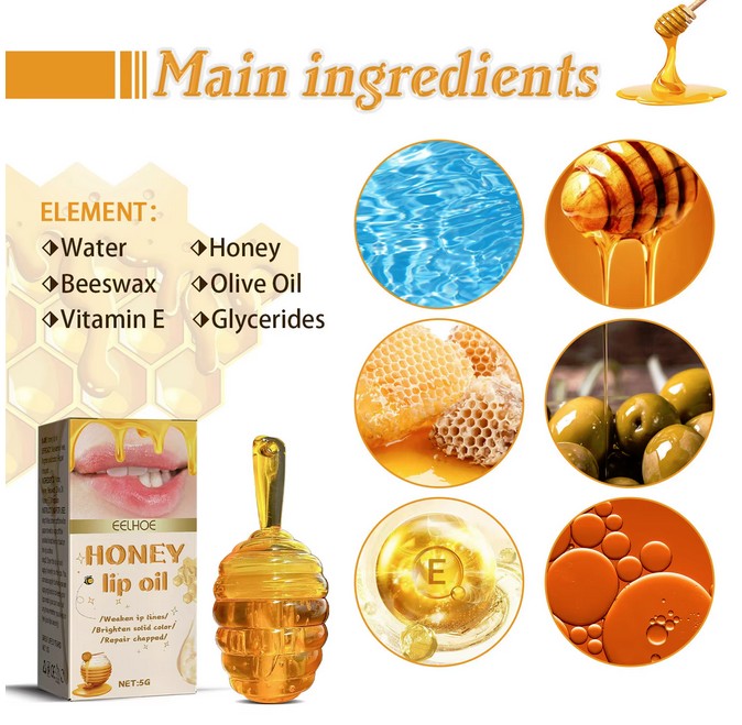 Honey Lip Oil - Cute Beehive Pot and applicator