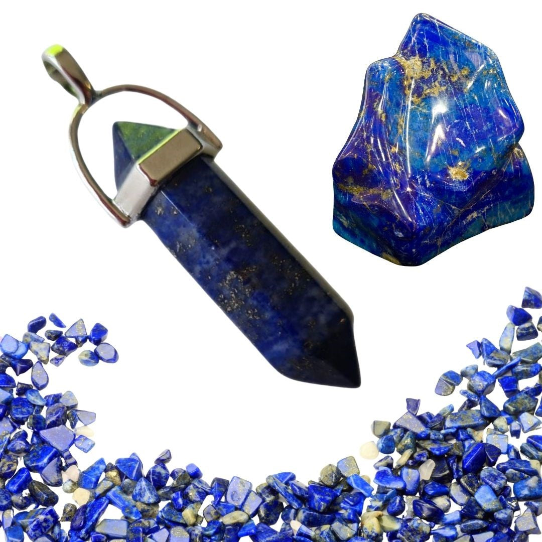 Lapis Lazuli Gemstone Polished Genuine Pendant Crystal Point Silver