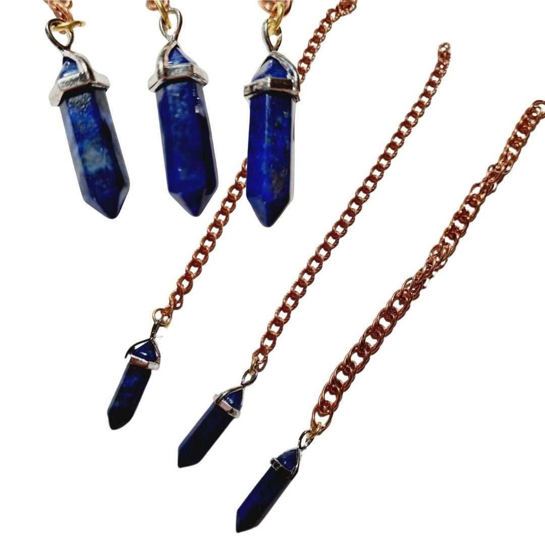 Lapis Lazuli Gemstone Pendulum Genuine Natural on Copper Chain