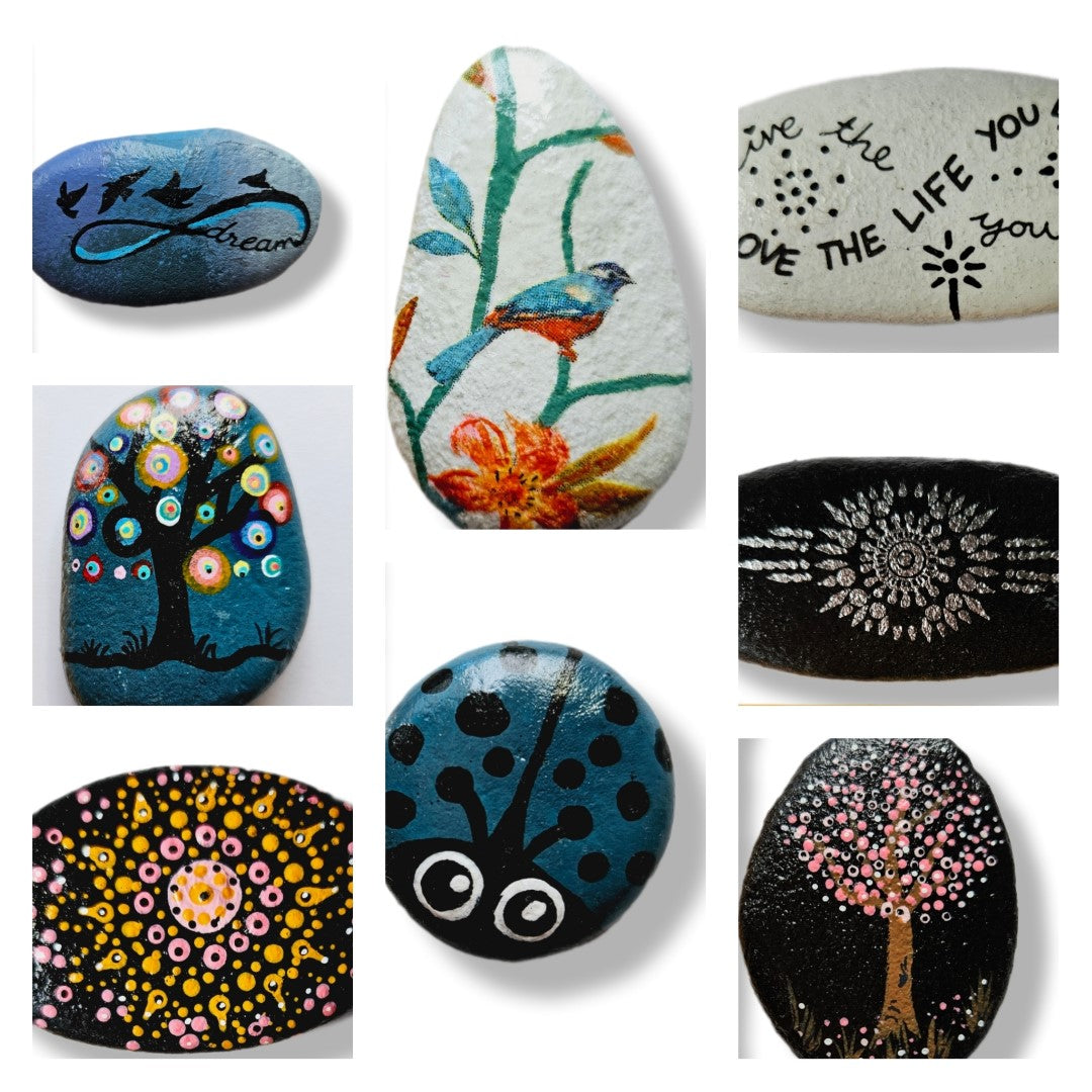 Hand Painted Artisan Rocks Individually Blessed with Card Story