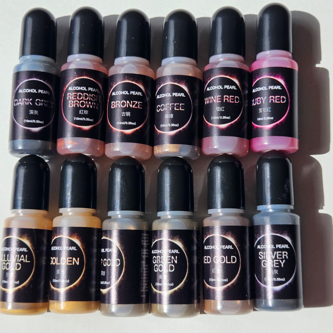 Metallic Alcohol Ink Pigments10ml x 12 Colours Set