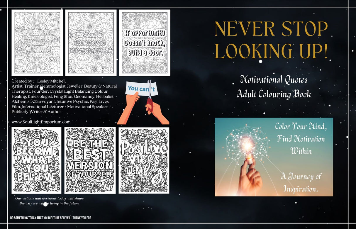 Motivational Quotes Adult Colouring Book: Never Stop Looking Up - Lesley Mitchell