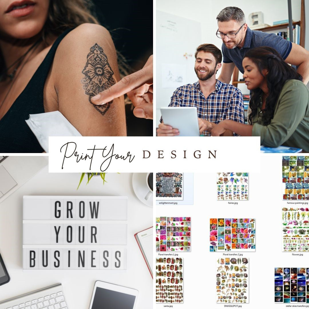 Your Design / Logo Pre Printed Water Slide Decal/ Dissolving/Tattoo Paper