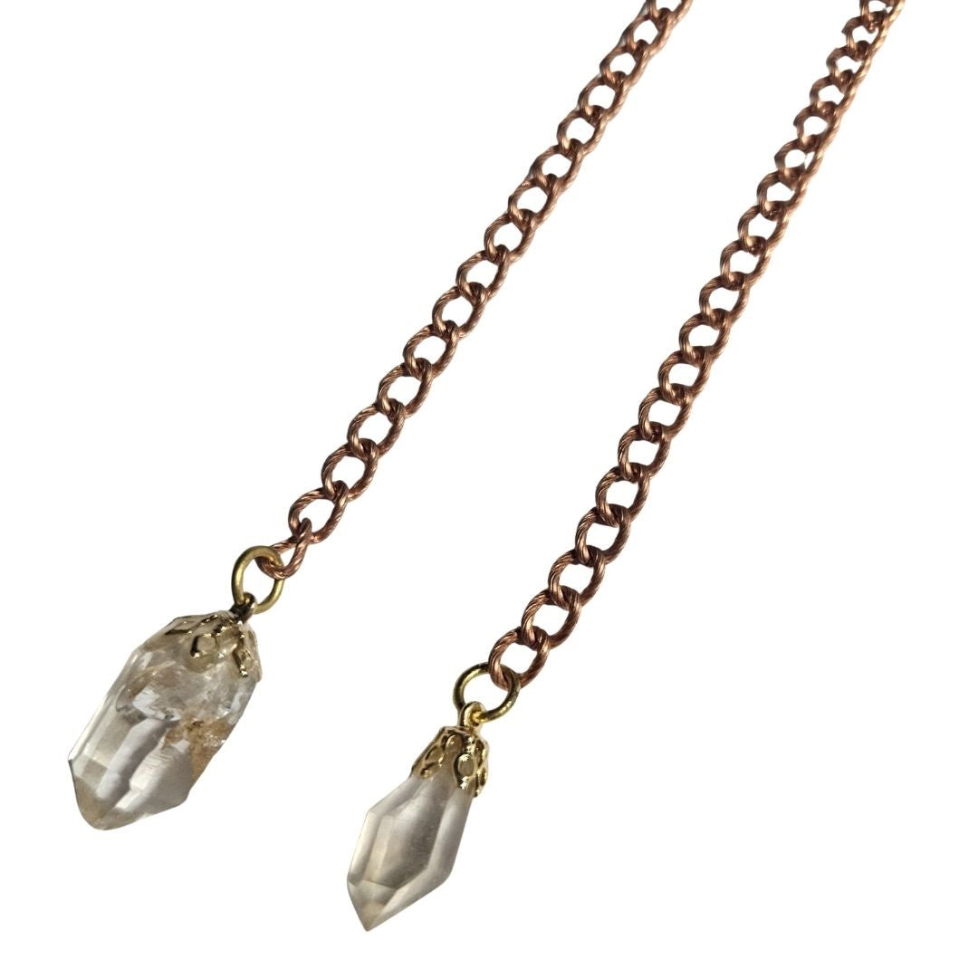Gemstone Pendulum Genuine Natural Copper/Silver Chains Many Varieties