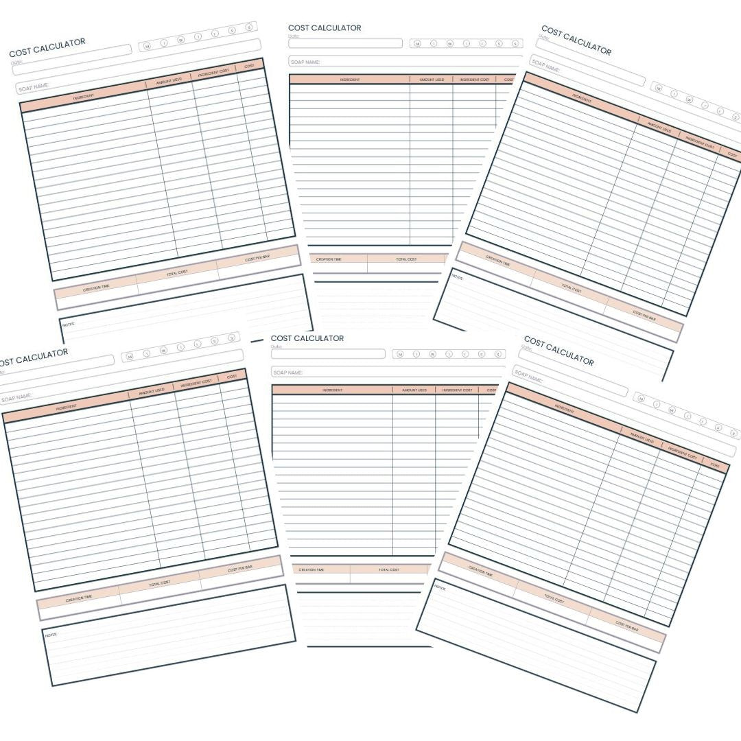 Soap Maker Costs Calculation Book