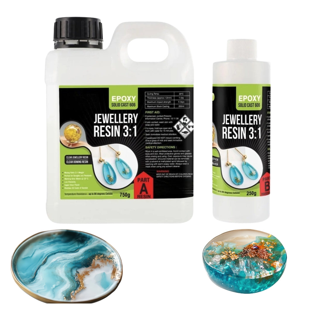 Clear Resin for Jewellery Making 3:1 Epoxy Kit Super Ultra Clear Doming and Casting 1kg