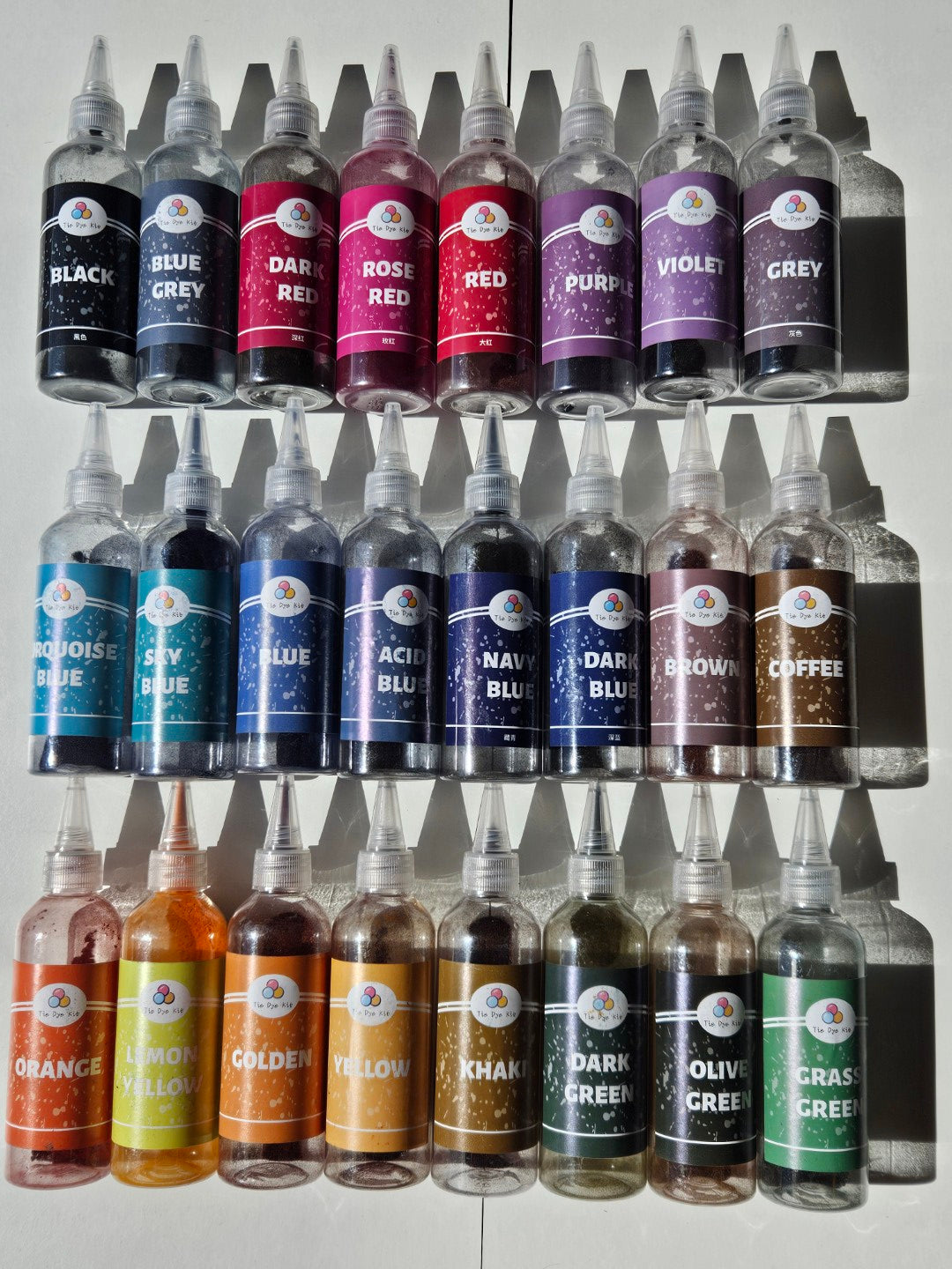 Tie Dye Powder Liquid Colours 125ml x 24 Colours
