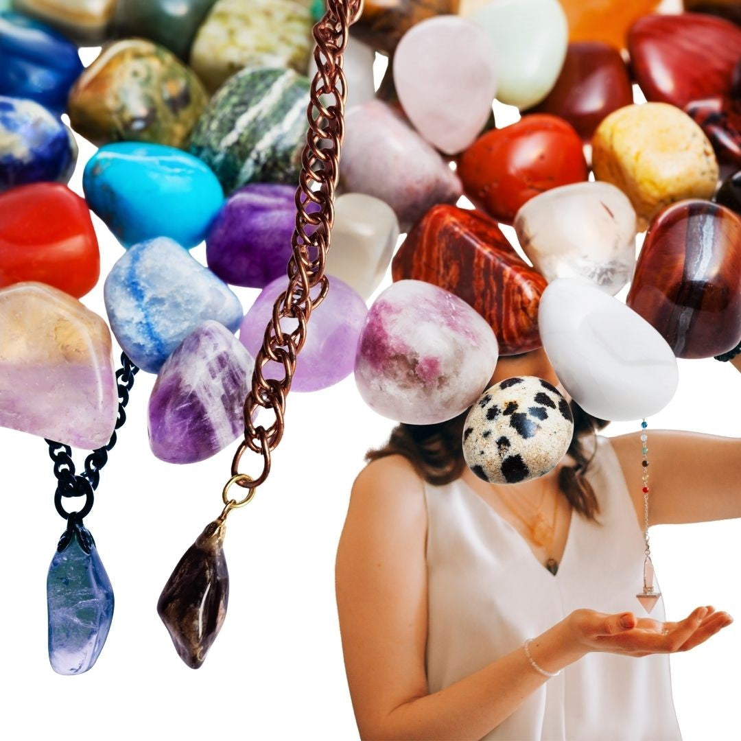 Gemstone Pendulum Genuine Natural Copper/Silver Chains Many Varieties