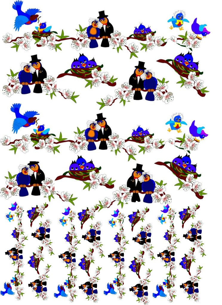 Pre Printed Water Slide Decal/ Dissolving/Tattoo Paper Wedding Birds