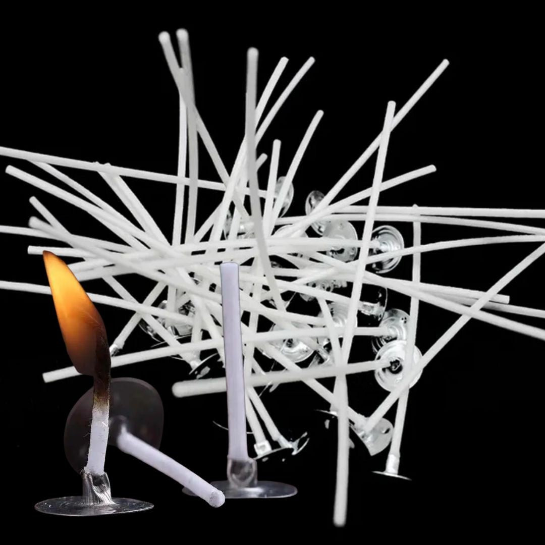 Candle Wick Waxed Cotton 15cm Prewaxed with metal base