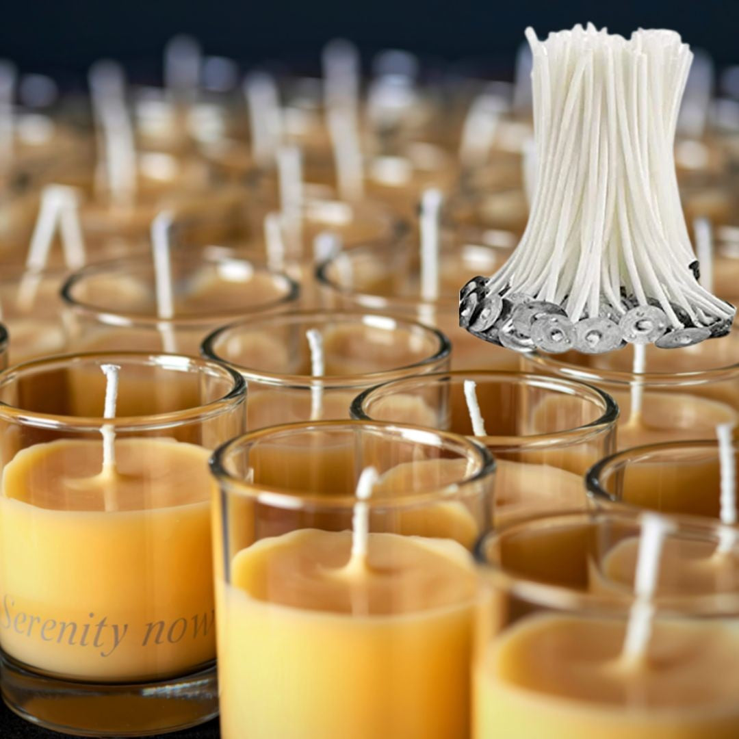 Candle Wick Waxed Cotton 15cm Prewaxed with metal base