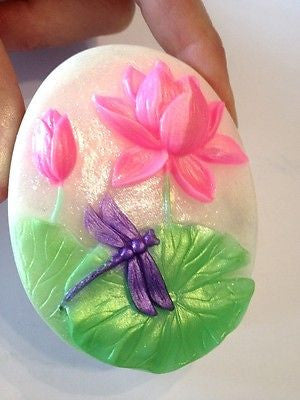 Dragonfly on Lotus Oval Silicone Mould LAST ONE SPECIAL