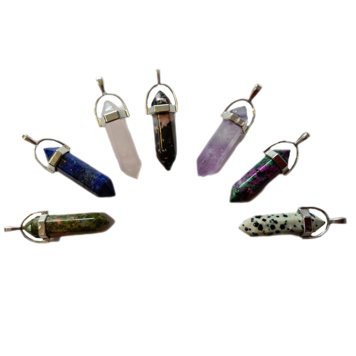Gemstone Polished Genuine Pendant Crystal Point Silver