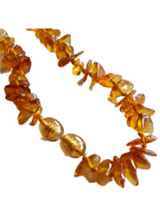 Necklace Amber Tumbled Beads, Genuine