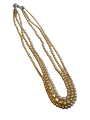Necklace Vintage Triple Strand Faux Pearls Tumbled Beads