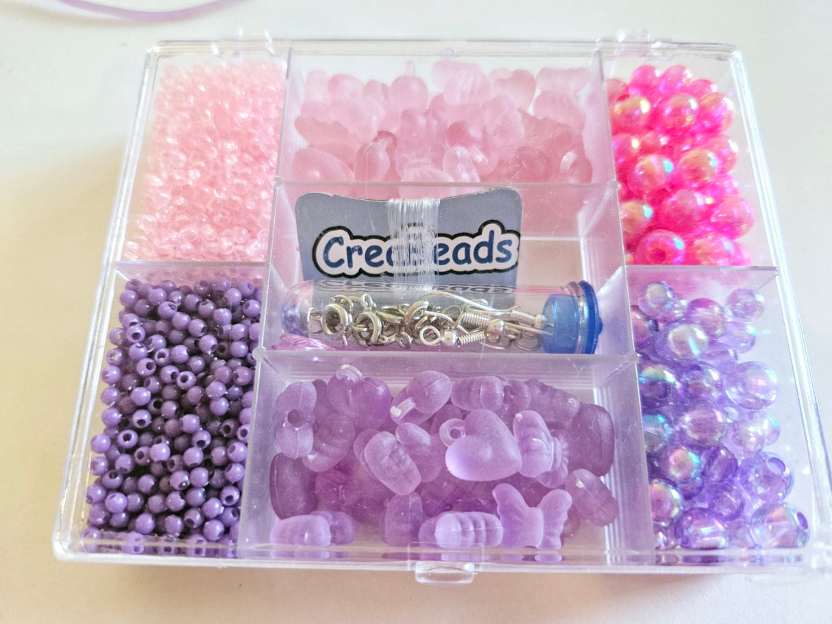 Pretty in Pink Bead set with Heart Key ring - Gems Crystals