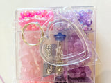 Pretty in Pink Bead set with Heart Key ring - Gems Crystals